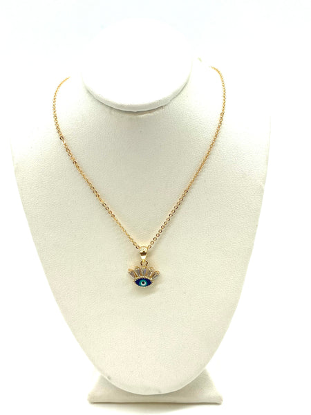 Crystal Eye and Lashes Evil Eye Necklace #3816