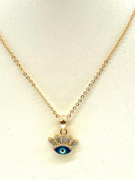 Crystal Eye and Lashes Evil Eye Necklace #3816