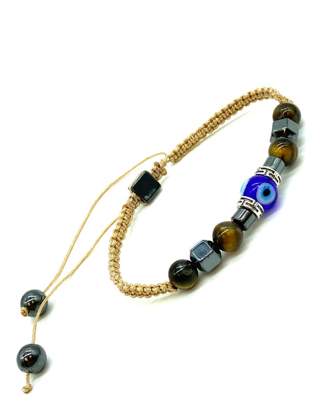 Evil Eye Tiger Eye Adjustable  Bracelet #2768