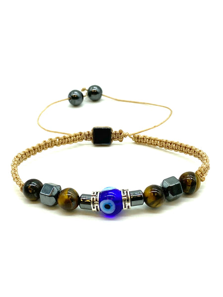 Evil Eye Tiger Eye Adjustable  Bracelet #2768