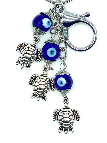 Evil Eye Glass with turtle key chain #1323