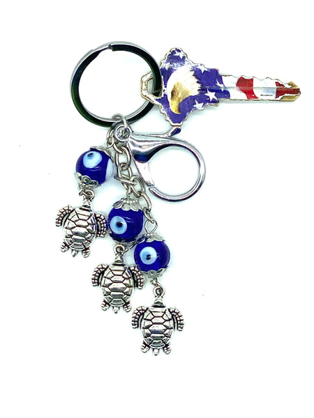 Evil Eye Glass with turtle key chain #1323