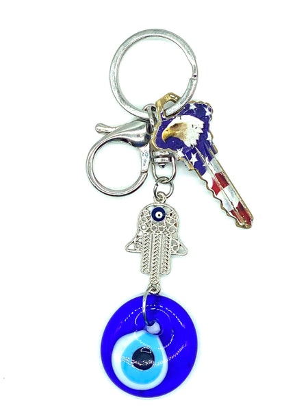 Lucky Hamsa Keychain Evil Eye Keyring #1022