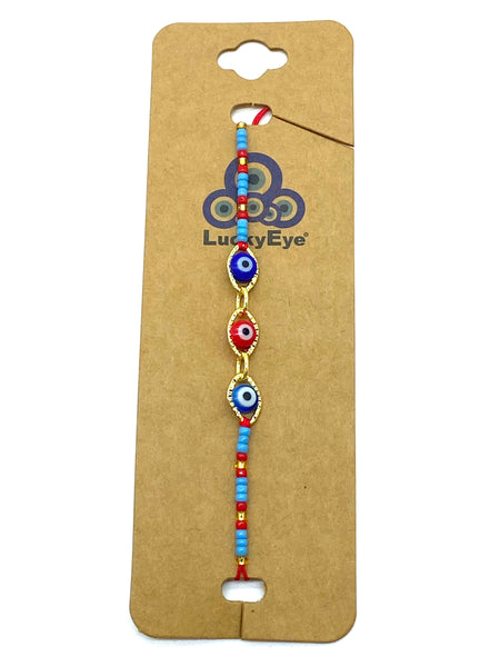 Evil Eye Small Beaded with crystal eye Bracelet #2613