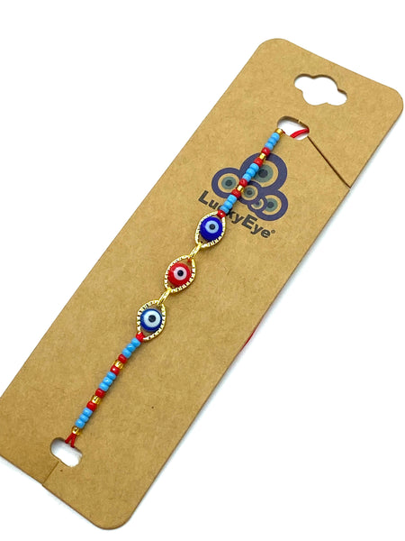 Evil Eye Small Beaded with crystal eye Bracelet #2613