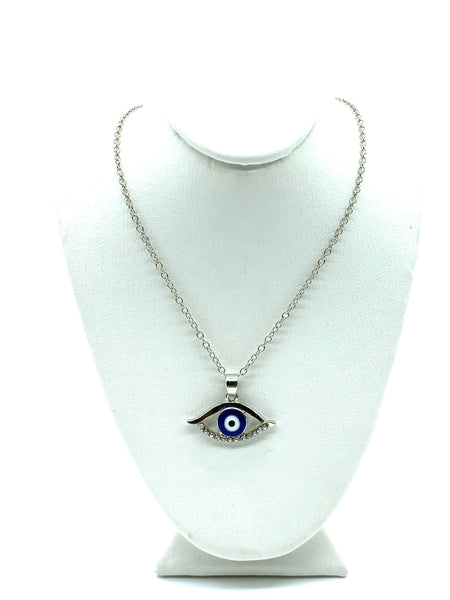 Silver Evil Eye Pendant & Necklace  #3714