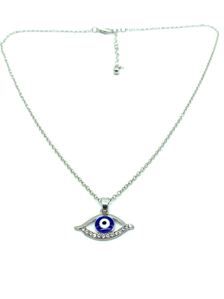 Silver Evil Eye Pendant & Necklace  #3714