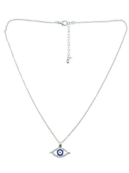 Silver Evil Eye Pendant & Necklace  #3714