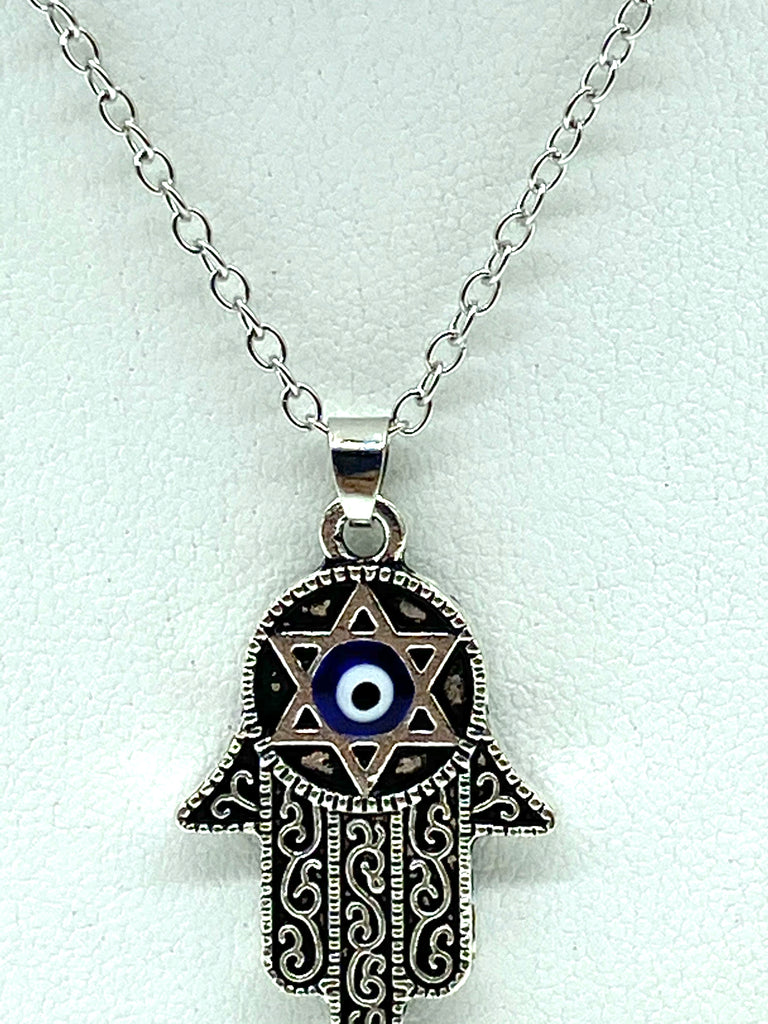 Hamsa Necklace with Star of David by Shahaf | aJudaica.com