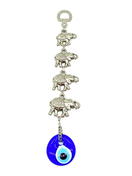 4  Elephants and Glass Evil Eye Home Decor #5003