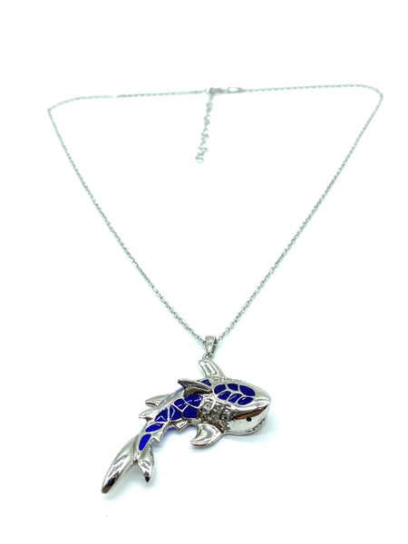925  Sterling Silver Shark Necklace & Pendant #9678