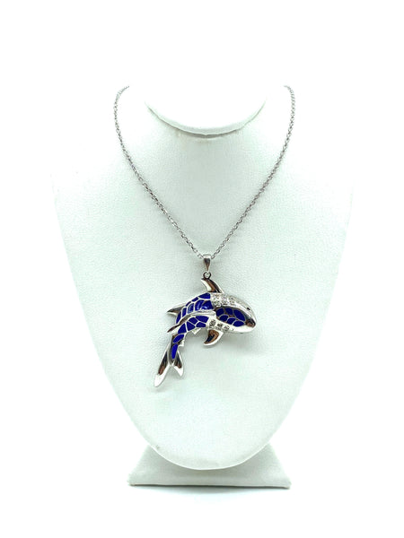925  Sterling Silver Shark Necklace & Pendant #9678