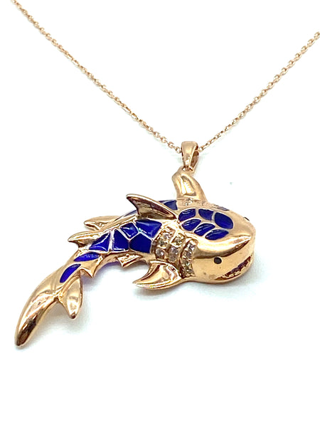 925  Sterling Silver Shark Necklace & Pendant #9678