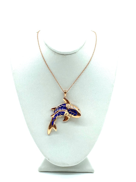 925  Sterling Silver Shark Necklace & Pendant #9678