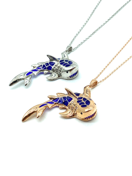 925  Sterling Silver Shark Necklace & Pendant #9678