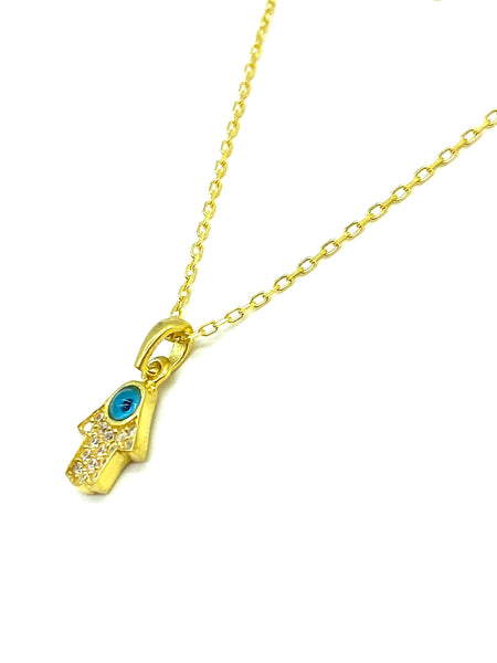 925 Evil Eye Sterling Silver Hamsa Necklace #9987