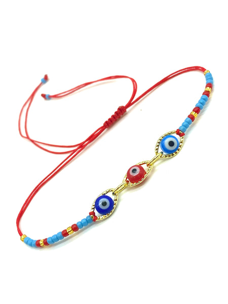 Evil Eye Small Beaded with crystal eye Bracelet #2613
