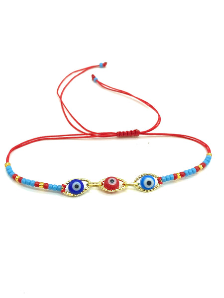 Evil Eye Small Beaded with crystal eye Bracelet #2613