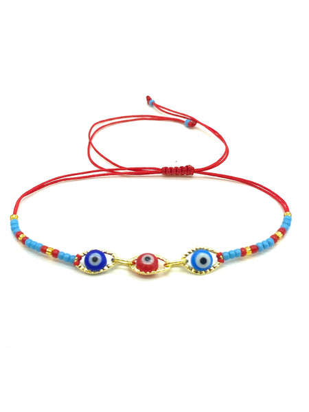 Evil Eye Small Beaded with crystal eye Bracelet #2613