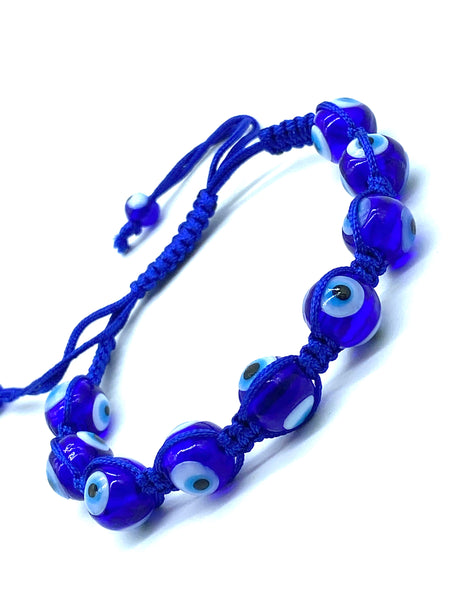 Blue Glass Evil Eye Rope Bracelet #2720