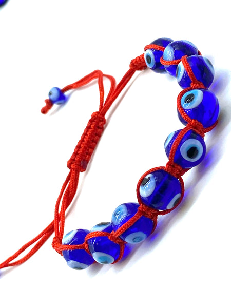 Blue Glass Evil Eye Rope Bracelet #2720