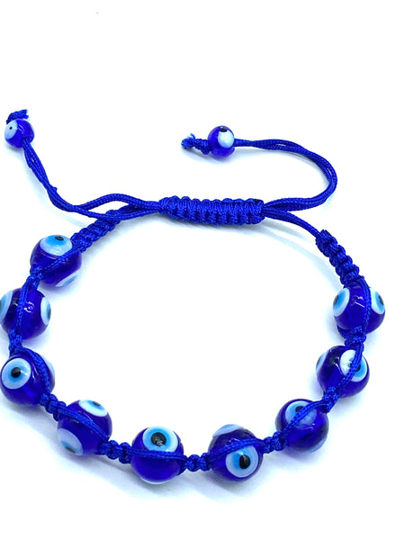 Blue Glass Evil Eye Rope Bracelet #2720