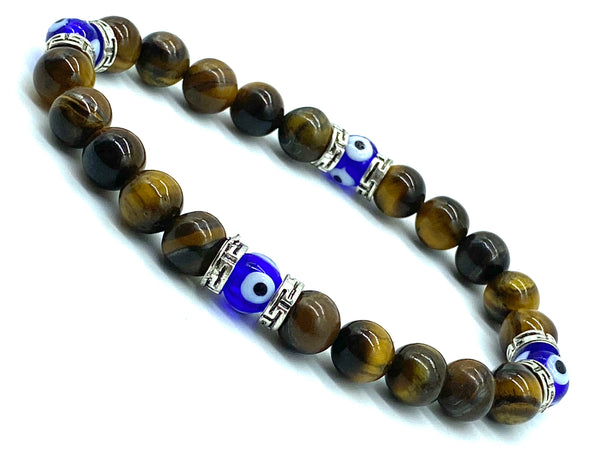 Tiger Eye, Lucky Eye 8mm glass  blue eye #2298