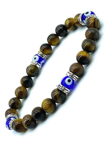 Tiger Eye, Lucky Eye 8mm glass  blue eye #2298