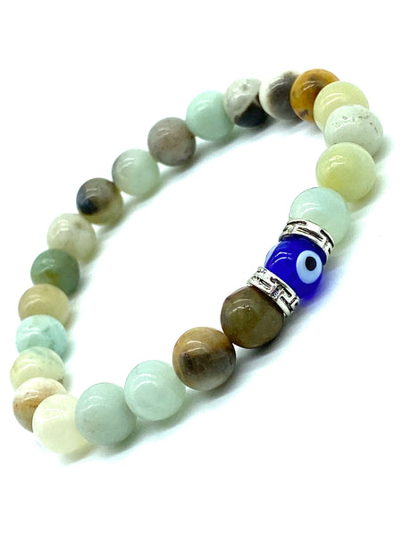 Amazonite Beads  Lucky Eye glass evil eye bead #2299