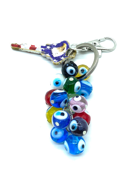 Protection Evil Eye Glass Eye Bead Keychain  #1257