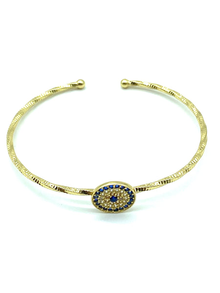 925 Sterling Silver Evil Eye Bangle #9345