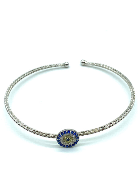 925 Sterling Silver Evil Eye Bangle #9355