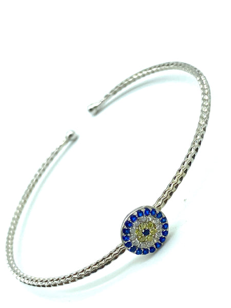 925 Sterling Silver Evil Eye Bangle #9355