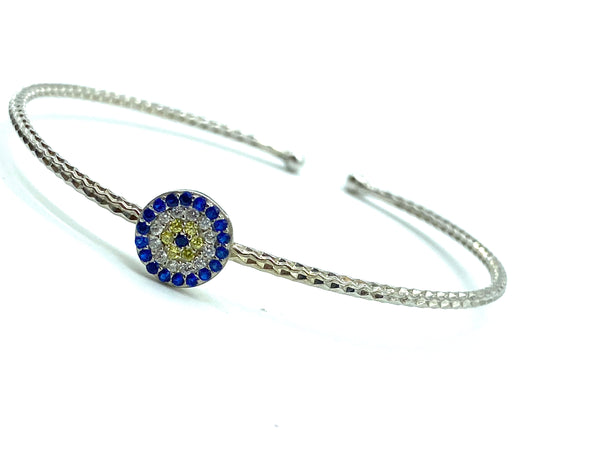 925 Sterling Silver Evil Eye Bangle #9355