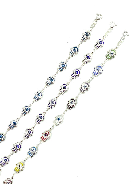 Sterling Silver Hamsa Charm Bracelet #9048