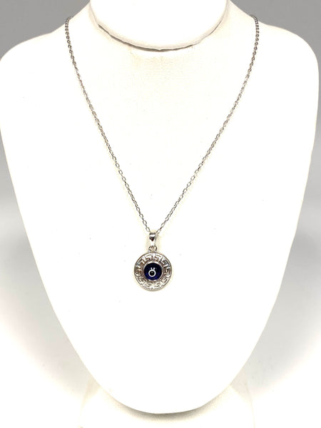 925 Sterling Silver Greek Knots Evil Eye Necklace #9601