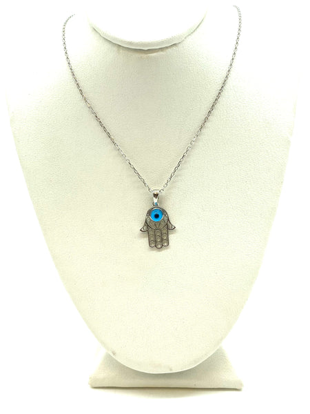 925 Evil Eye Sterling Silver Hamsa Necklace #9986