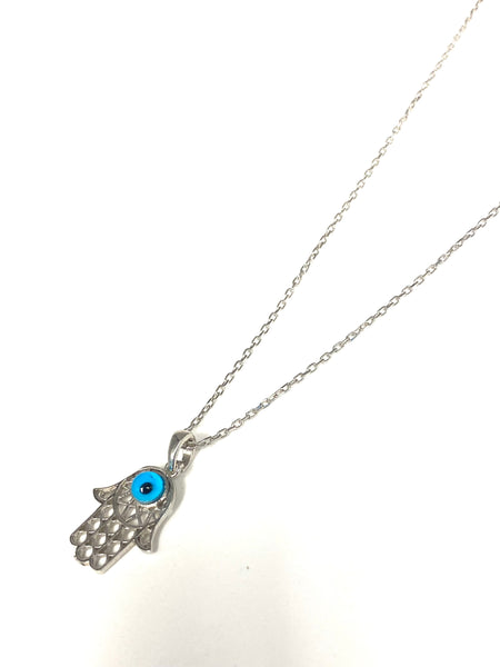 925 Evil Eye Sterling Silver Hamsa Necklace #9986