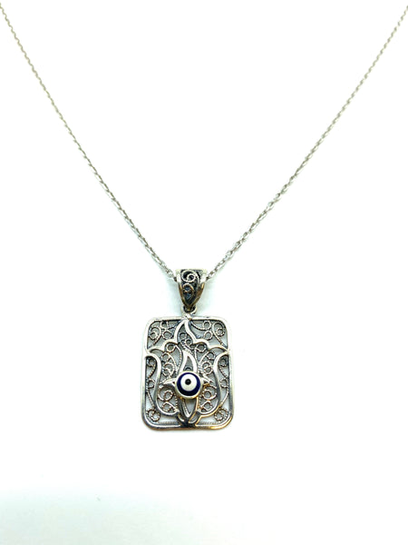 925 Sterling Silver Autantic Evil Eye Necklace #9508