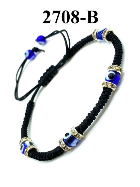 6mm Small  Evil Eye Macrame Bracelet#2708