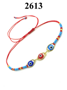 Evil Eye Small Beaded with crystal eye Bracelet #2613