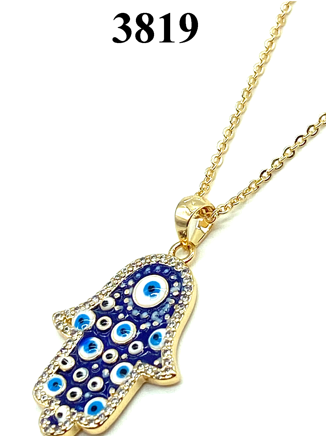 Crystal Hamsa Evil Eye Necklace #3819