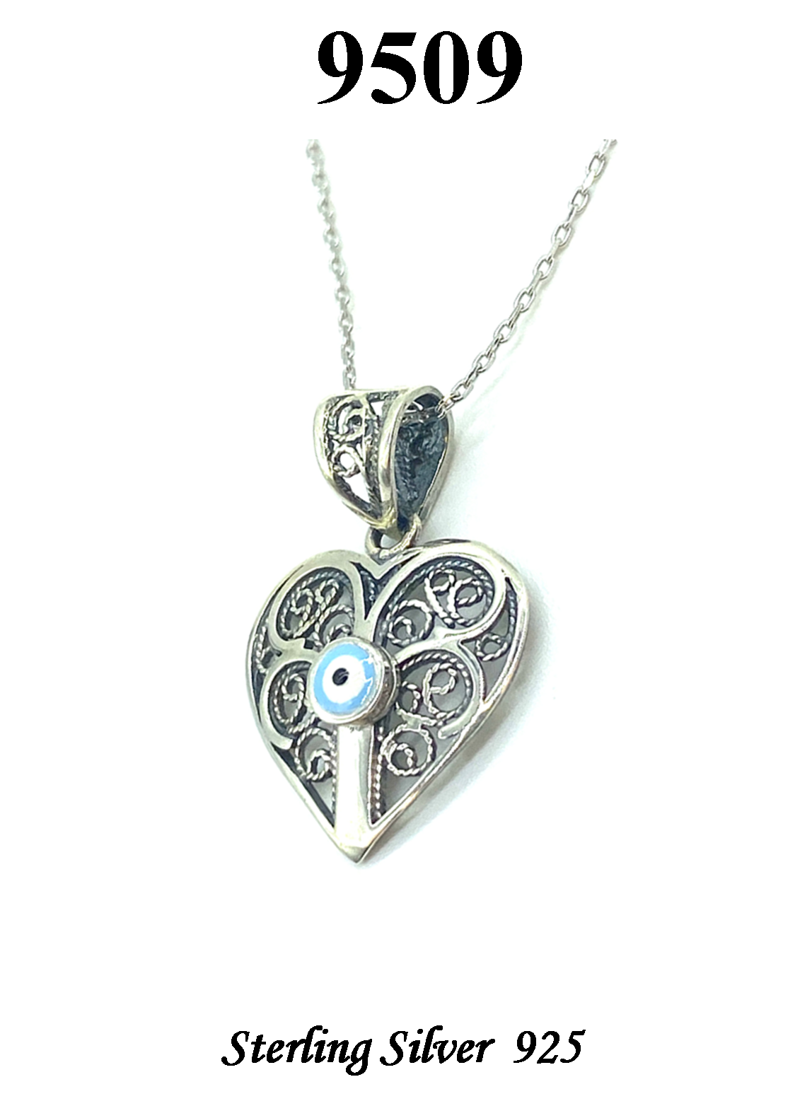 925 Sterling Silver Autantic Evil Eye Necklace #9509
