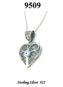 925 Sterling Silver Autantic Evil Eye Necklace #9509
