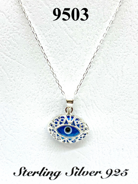 925 Evil Eye Sterling Silver Necklace #9503