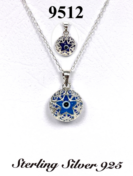 925 Evil Eye Sterling Silver Necklace #9512