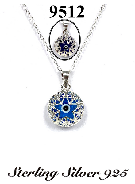 925 Evil Eye Sterling Silver Necklace #9512