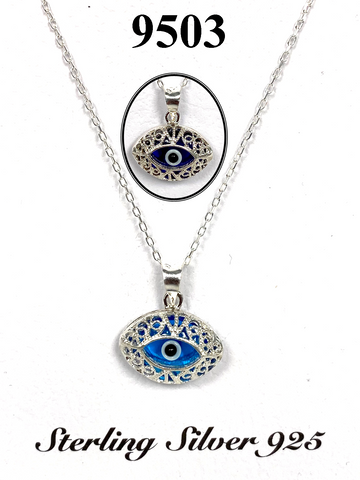 925 Evil Eye Sterling Silver Necklace #9503