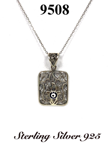 925 Sterling Silver Autantic Evil Eye Necklace #9508