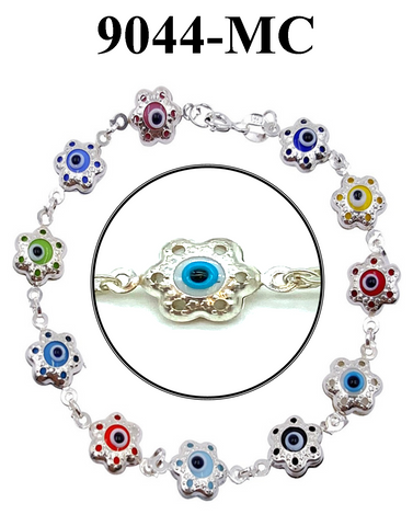 Sterling Silver Hamsa Charm Bracelet #9044